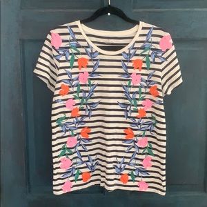 J. Crew collector tee striped with floral Sz L